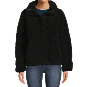 S13 Lilly Black Sherpa Puffer Jacket Size: S